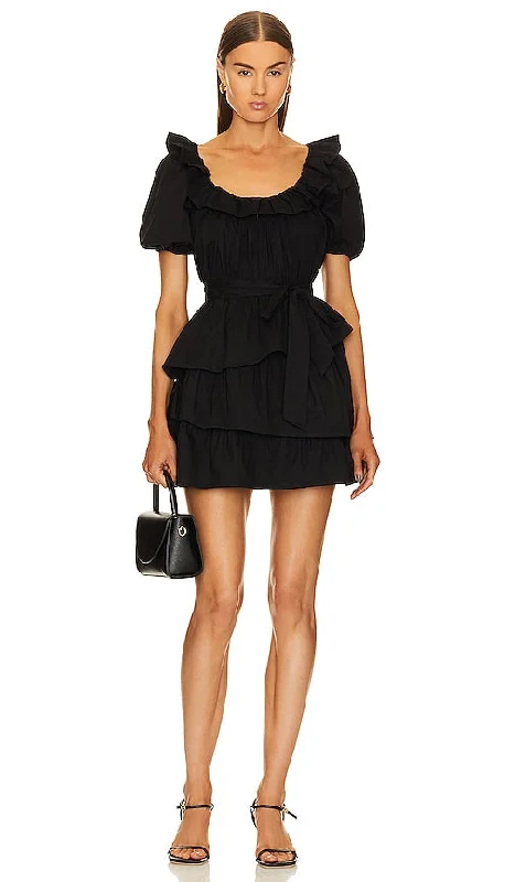 Tularosa Christa Mini Dress in Black Stylish Plaid Mini Dress