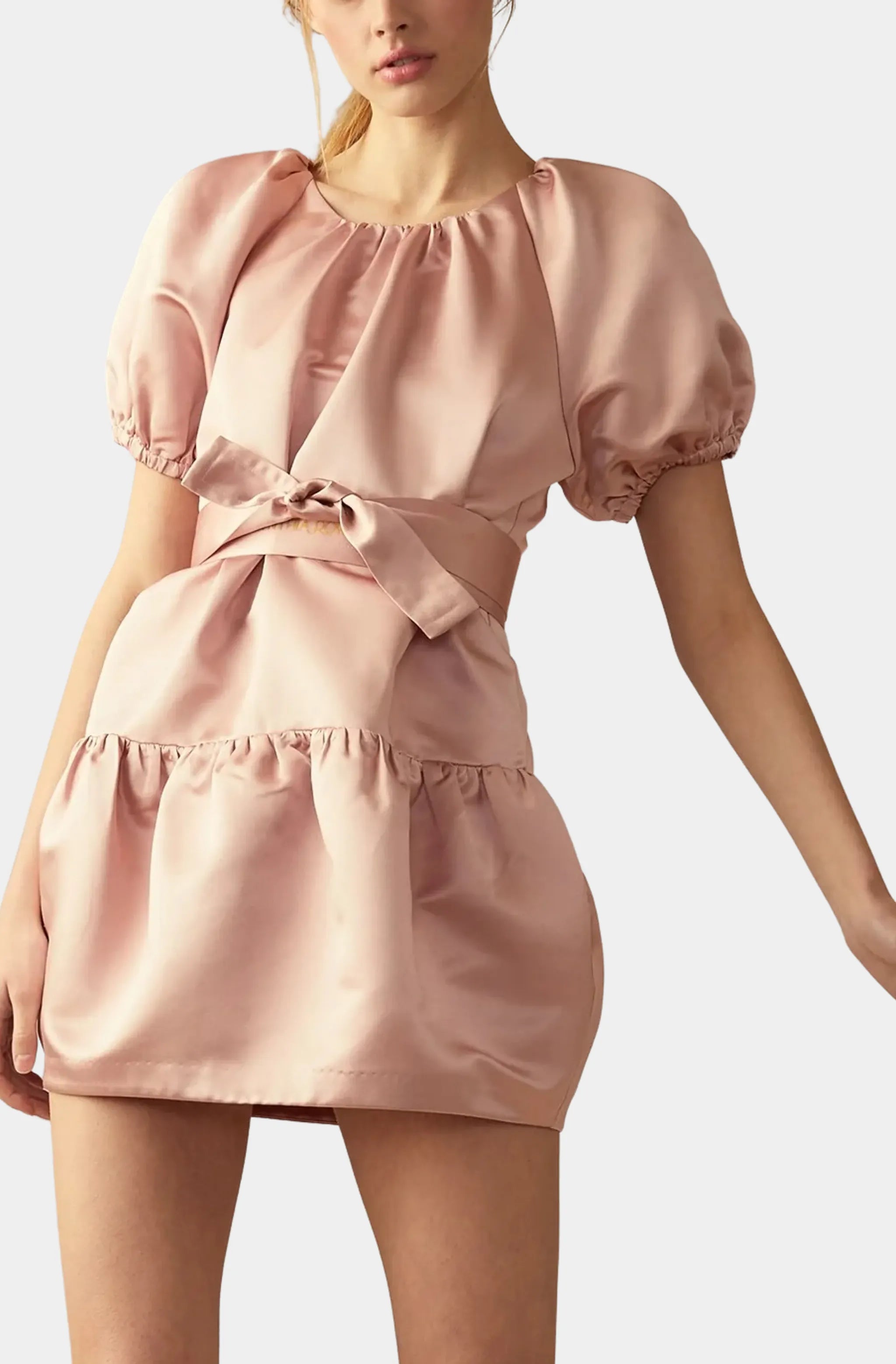 Tulip Satin Mini Dress Casual High-Waist Mini Dress