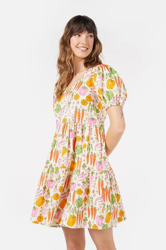 Veggie Patch Mini Dress Stylish Button-Down Mini Dress