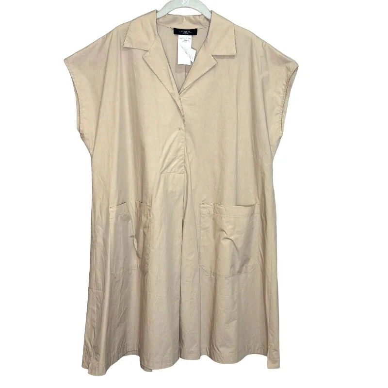 Weekend Max Mara Beige Benny Poplin Cotton Pleated Mini Dress Size 10 $197 Chic Pleated Mini Dress