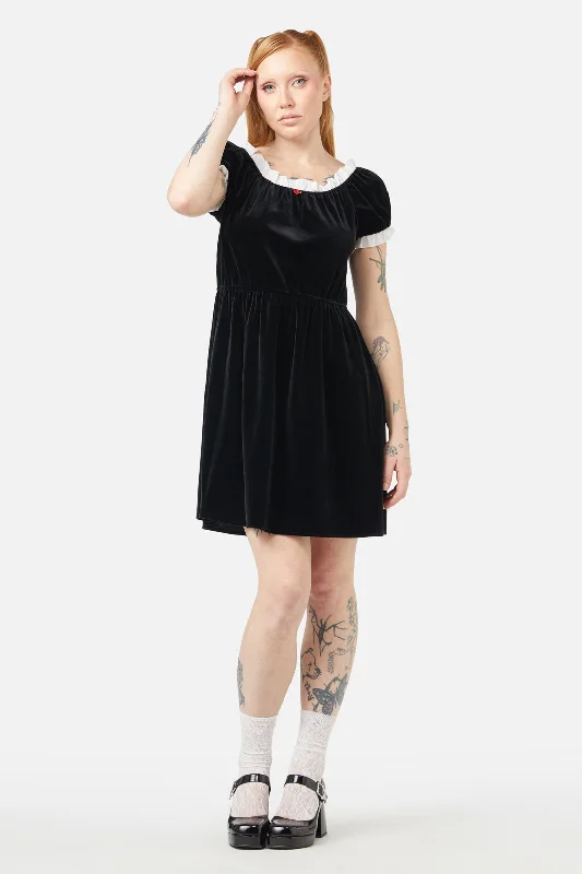 Discord Velvet Mini Dress Stylish Floral Print Mini Dress