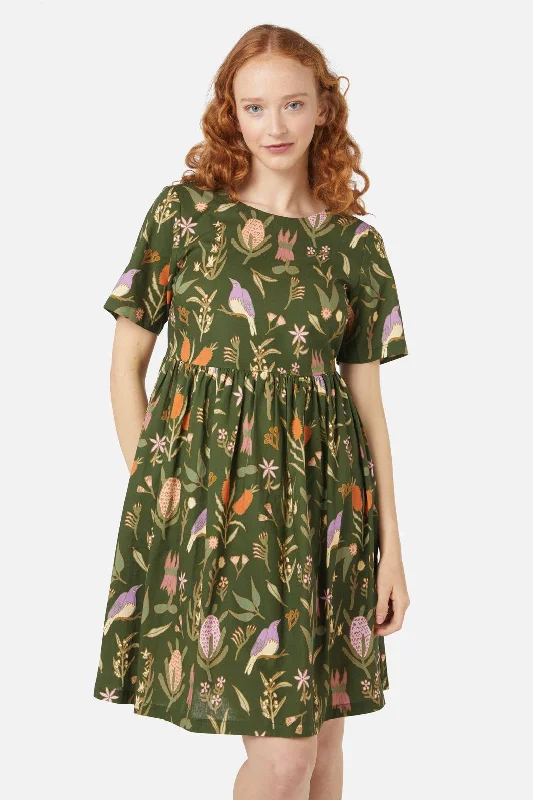 Enid Smock Mini Dress Cozy Satin Mini Dress