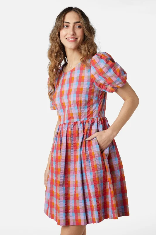 Peppa Check Mini Dress Trendy A-Line Mini Dress