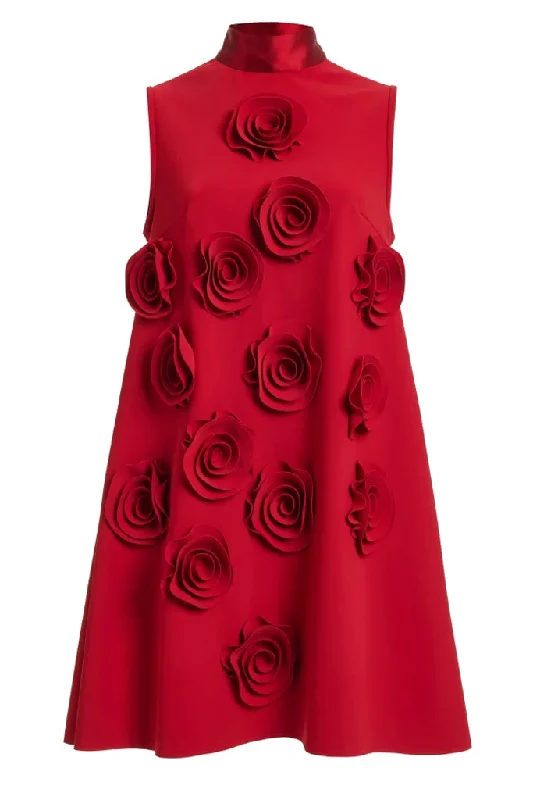 Poppy Sleeveless Floral Mini Dress Casual High-Waist Mini Dress