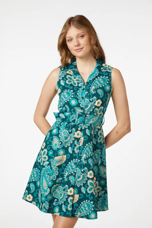 Sunset Paisley Mini Dress Comfortable Casual Mini Dress