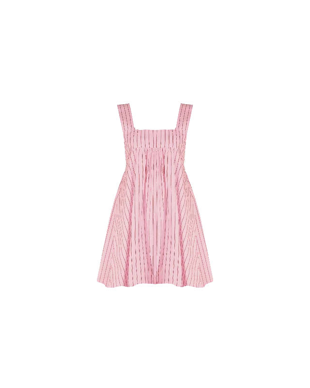 MARGIE TIE MINI DRESS PINK RED STRIPE Cozy Knit Mini Dress