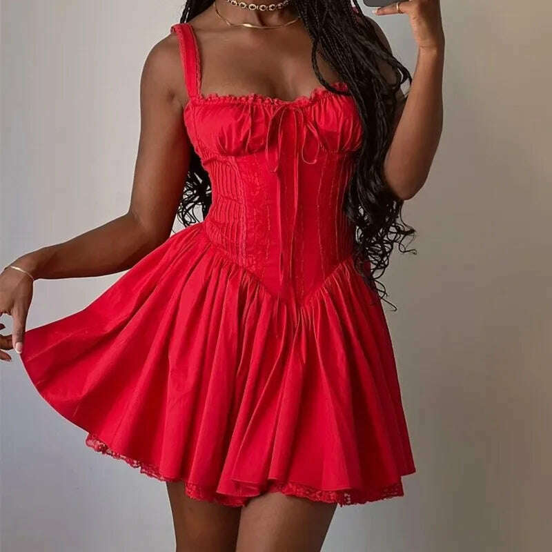Summer New Fashion Sexy Tie Camis Dress Women Fold Silm Fit Red Mini Dresses Backless Short Shirt Coquette Aesthetic Y2k Clothes Cozy T-Shirt Mini Dress Summer New Fashion Sexy Tie Camis Dress Women Fold Silm Fit Red Mini Dresses Backless Short Shirt Coquette Aesthetic Y2k Clothes Cozy T-Shirt Mini Dress