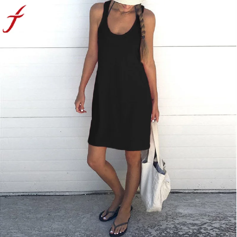 2017 Summer Dress Sexy Women Ladies Sleeveless Loose Sundress Holiday Beach Soft Cotton Tank Mini Dress Elegant Off-Shoulder Dress Mini 2017 Summer Dress Sexy Women Ladies Sleeveless Loose Sundress Holiday Beach Soft Cotton Tank Mini Dress Elegant Off-Shoulder Dress Mini