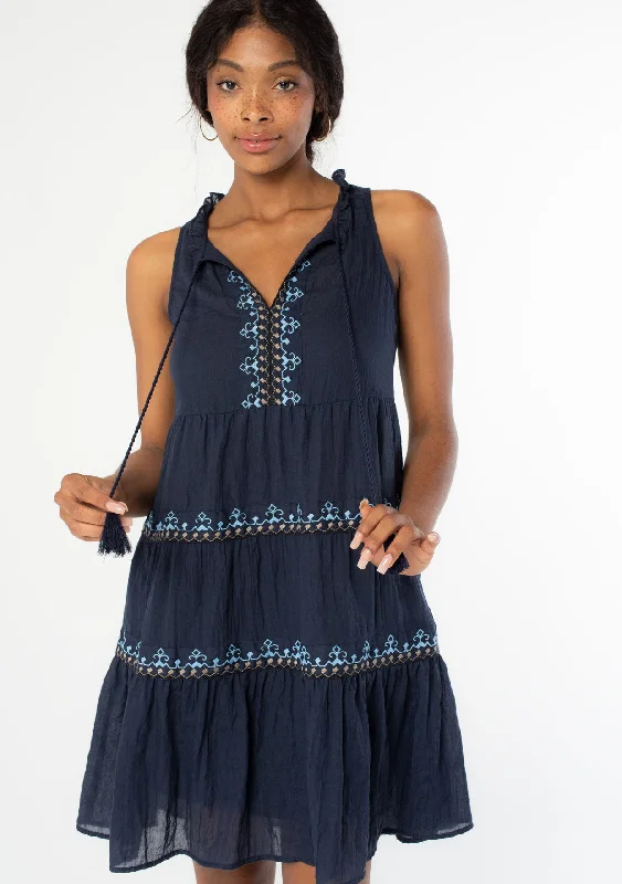 Addyson Embroidered Mini Dress Comfortable Wrap Mini Dress