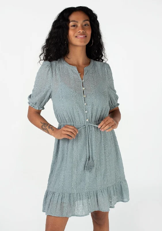 Annika Eyelet Mini Dress Fashionable Lace Mini Dress