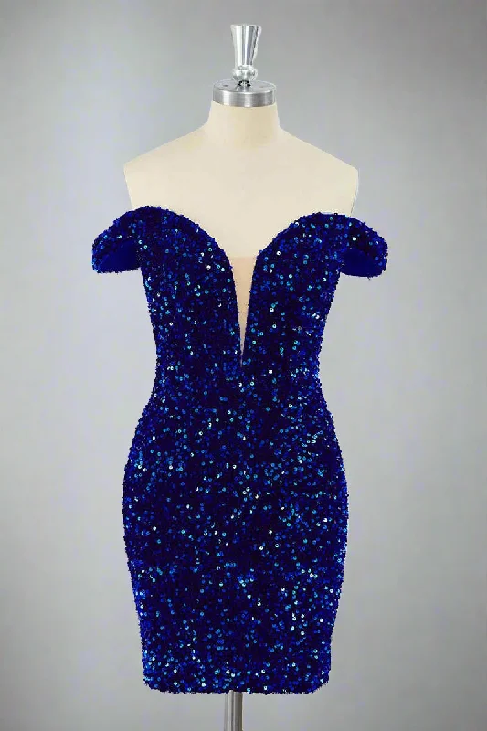 Fitted Royal Blue Off-the-Shoulder Sequin Mini Dress Fashionable Lace-Trim Mini Dress Fitted Royal Blue Off-the-Shoulder Sequin Mini Dress Fashionable Lace-Trim Mini Dress