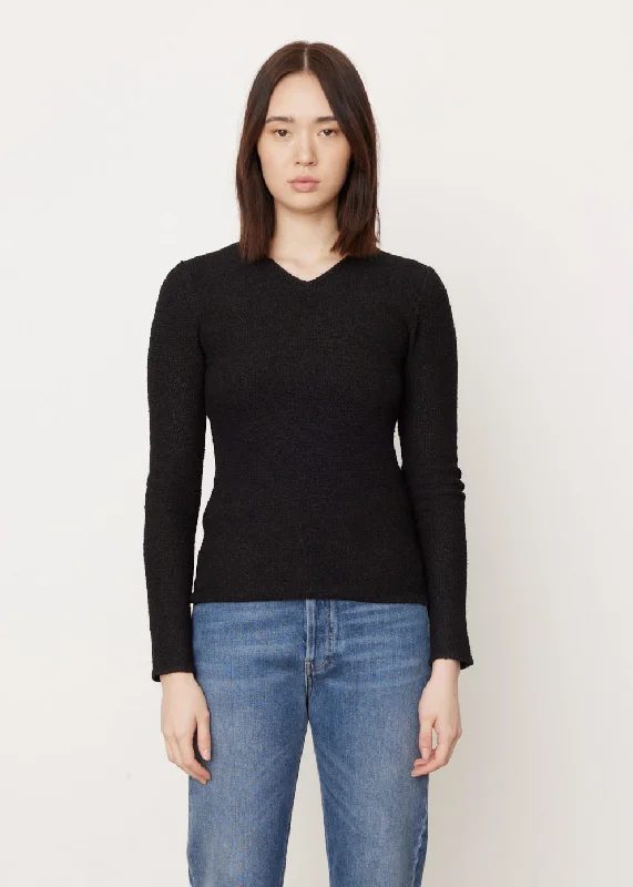 Paper Yarn Boucle Knit Jumper Cashmere Blend Cotton Blend Poly Blend