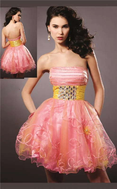 Blush - 9123SC Strapless Curled A-line Cocktail Dress