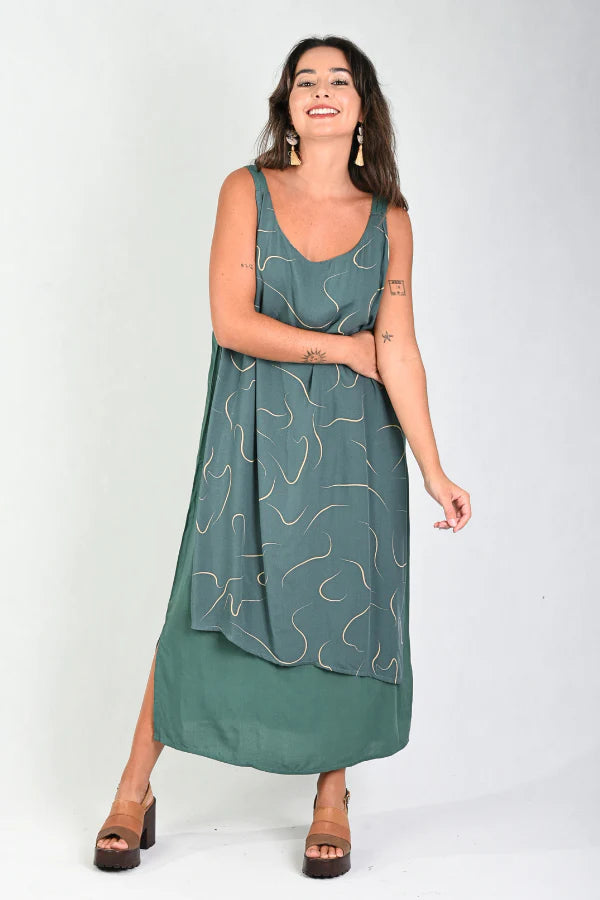 Bodacious Overlap Swirl Dress Sage Sage S