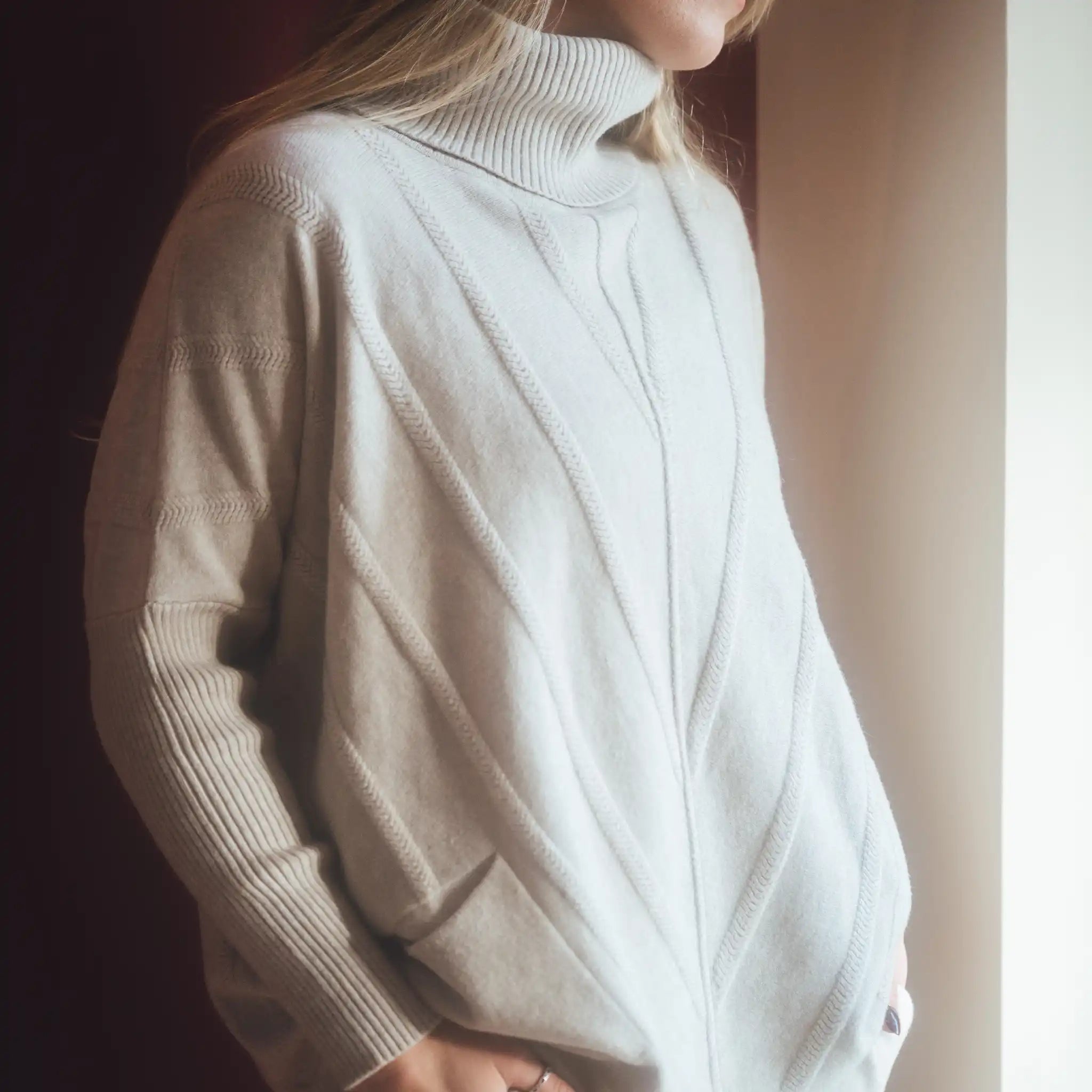 Cable Knit Latte Jumper Cotton Fabric Linen Fabric Terry Fabric