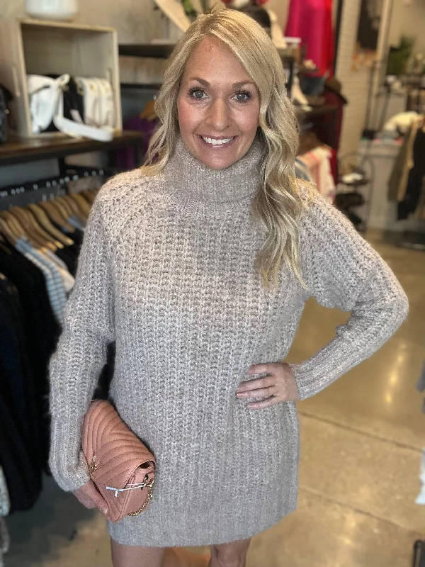 Cable Knit Turtleneck Sweater Dress(167)