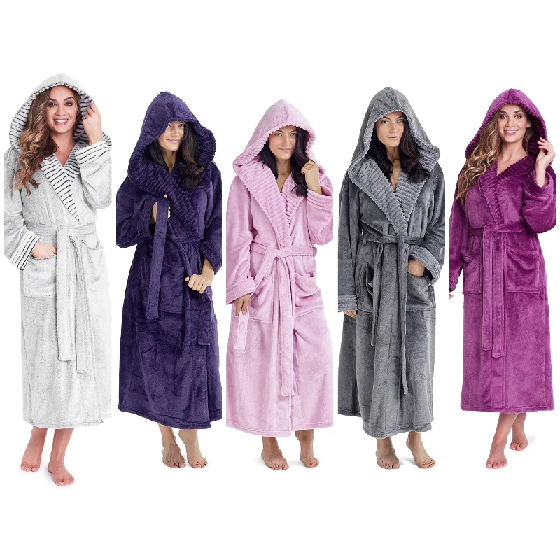 CityComfort Fluffy Super Soft Hooded Dressing Gown for Women