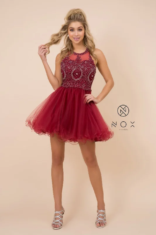Clearance Sale Fully Lined Sparkly Lace Tulle Cocktail Dress By Nox Anabel -B652CL