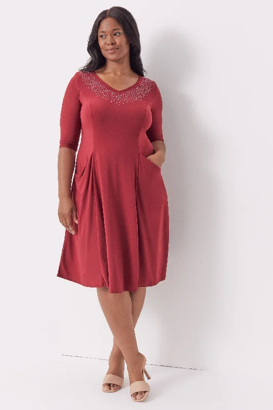 Daisy Burgundy Fit & Flare Dress