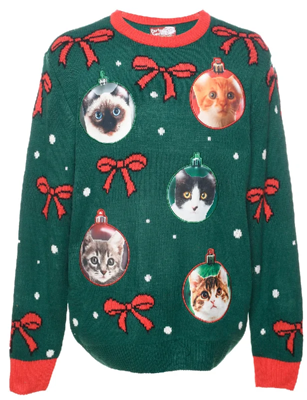 Dark Green Christmas Jumper - L Mesh Fabric Canvas Fabric Denim Fabric