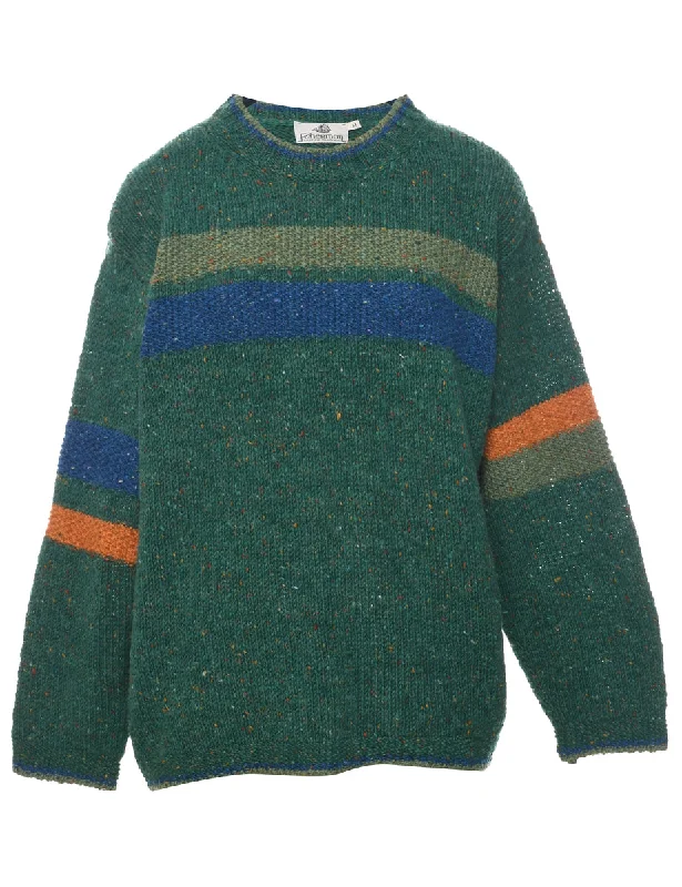 Dark Green Jumper - M Hooded Sweater Collared Sweater Shawl Collar