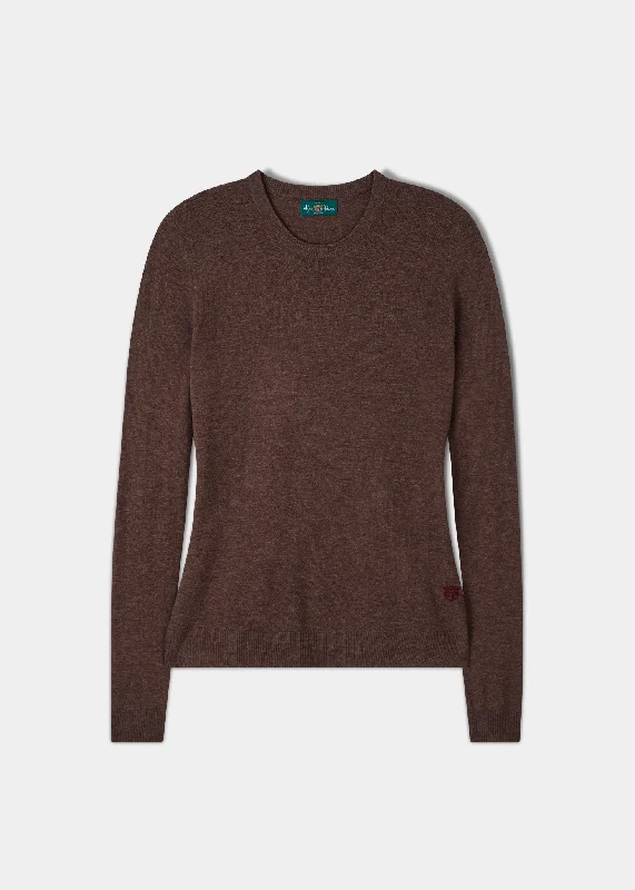 Emma Ladies Elevated Crew Neck Jumper In Cocoa Boxy Sweater Fitted Sweater A-Line