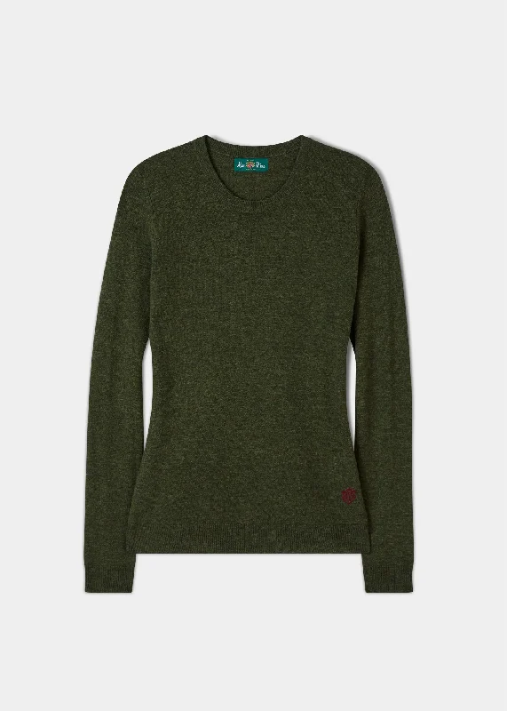 Emma Ladies Elevated Crew Neck Jumper In Thyme Welt Pockets Slit Pockets Flap Pockets Emma Ladies Elevated Crew Neck Jumper In Thyme Welt Pockets Slit Pockets Flap Pockets