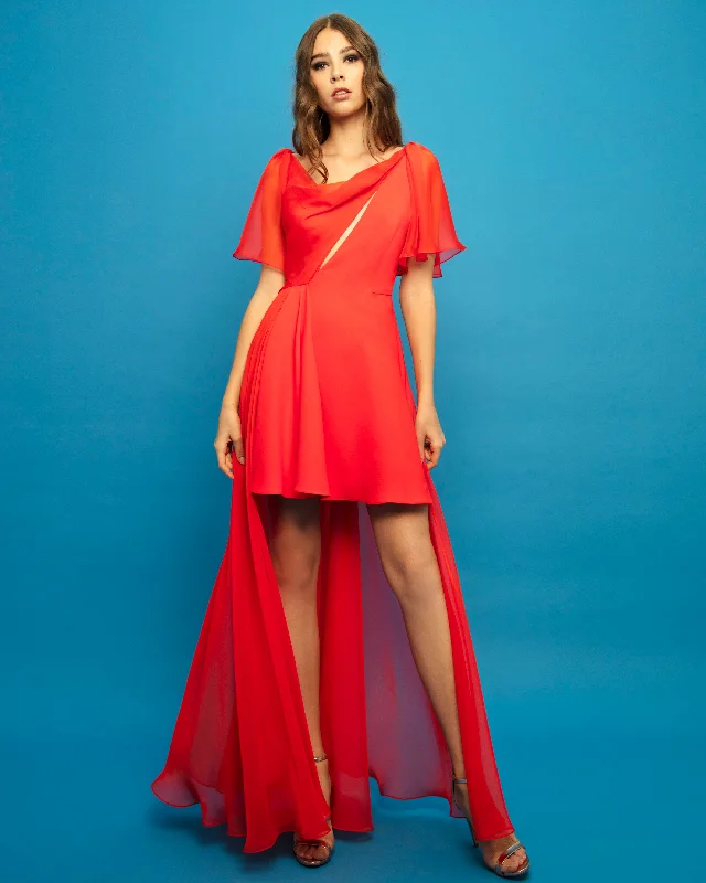 High-Low Asymmetrical Crepe Dress