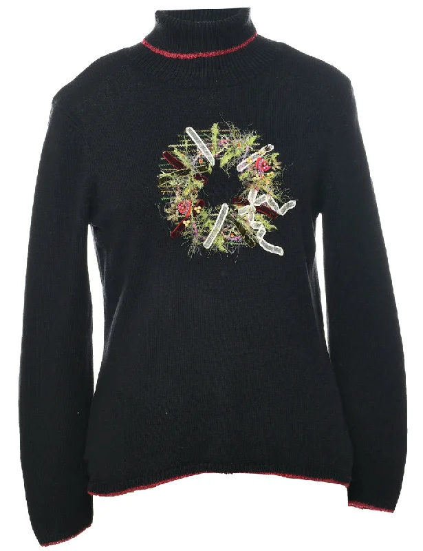 Festive Print Christmas Jumper - L Jersey Fabric Tulle Fabric Batik Fabric
