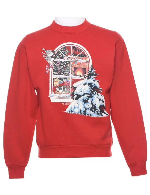 Festive Print Christmas Jumper - M Casual Formal Business