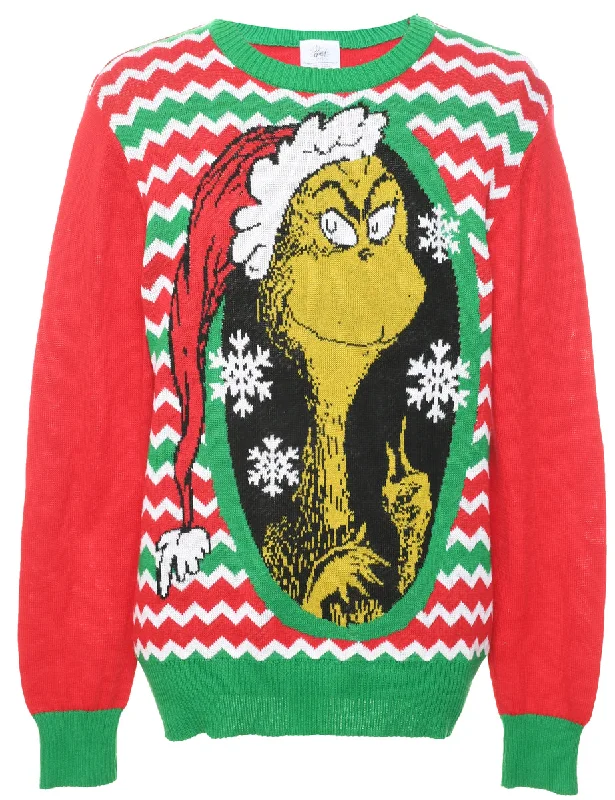 Festive Season Christmas Jumper - L Welt Pockets Slit Pockets Flap Pockets