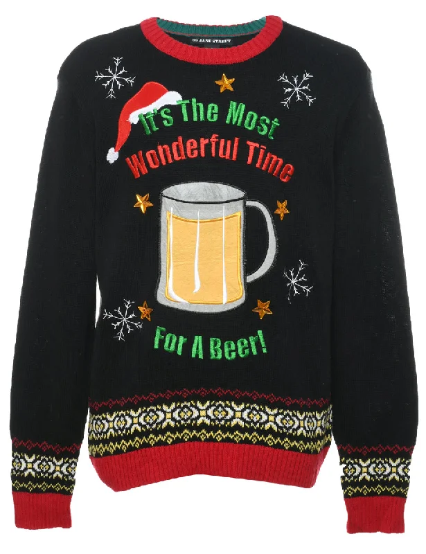 Festive Season Christmas Jumper - L Denim Fabric Leather Fabric Suede Fabric