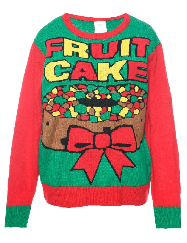 Festive Season Christmas Jumper - M Hooded Sweater Collared Sweater Shawl Collar