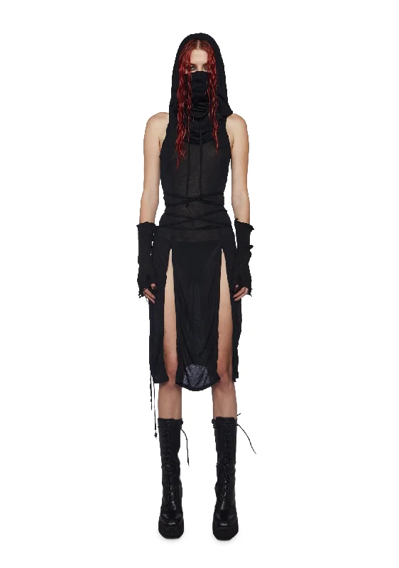 Flanger Hooded Jersey Tunic Dress