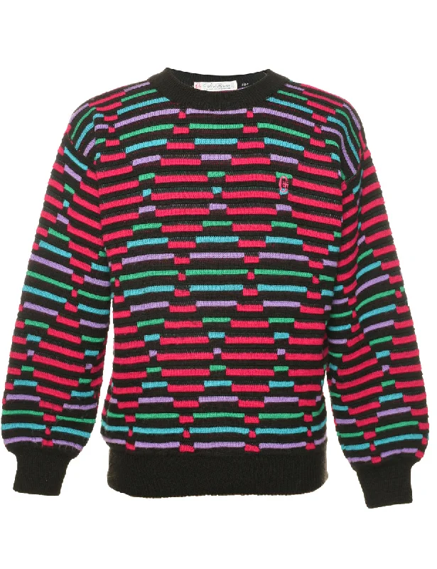 Geometric Pattern Jumper - L Bright Pastel Dark