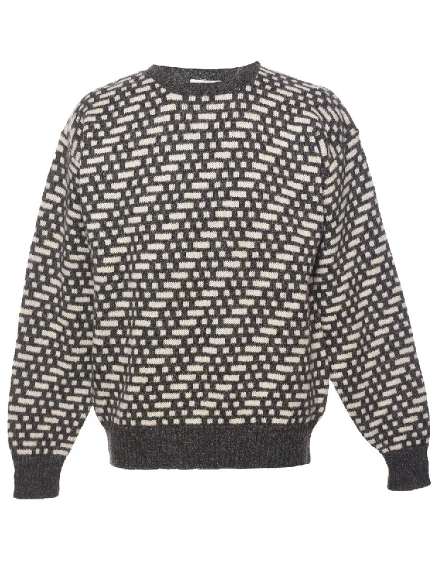 Geometric Pattern Jumper - L Velvet Chenille Corduroy