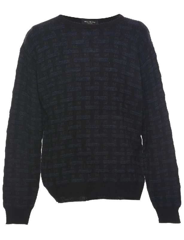 Geometric Pattern Jumper - L Solid Print Embellished