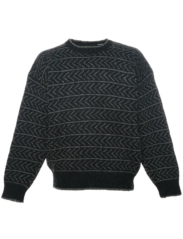 Geometric Pattern Jumper - L Lace Blend Ribbed Blend Corduroy Blend