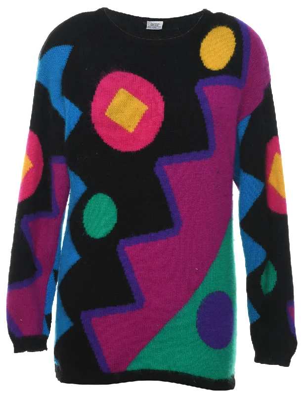 Geometric Pattern Jumper - M Cotton Fabric Linen Fabric Terry Fabric