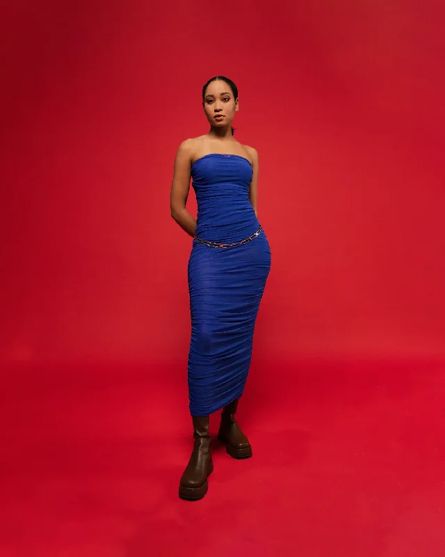 Ginni Mesh Tube Dress in Electric Blue