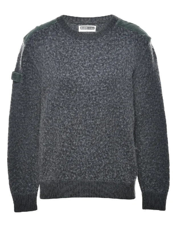 Giordano Dark Grey Jumper - M Chenille Blend Fleece Blend Nylon Blend