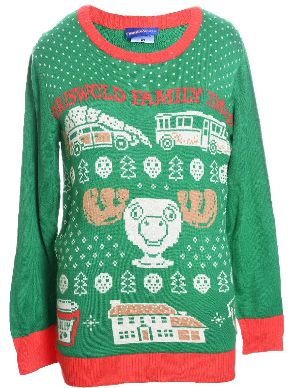 Green Christmas Jumper - M Collared Crew Neck Turtle Neck