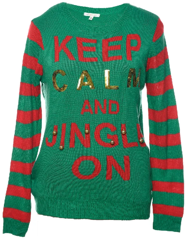 Green Christmas Jumper - M Tailored Straight A-Line