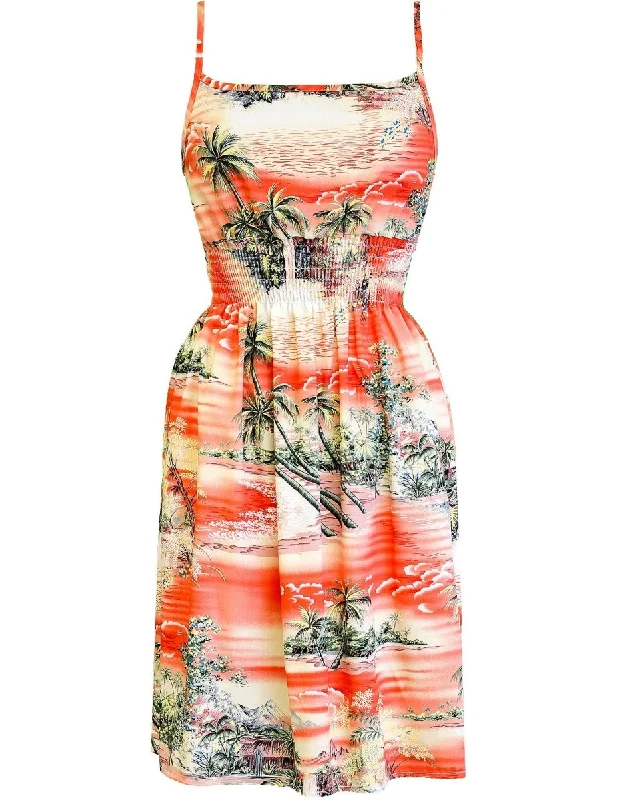 Hana Hou Empire Smocked Short Hawaiian Dress