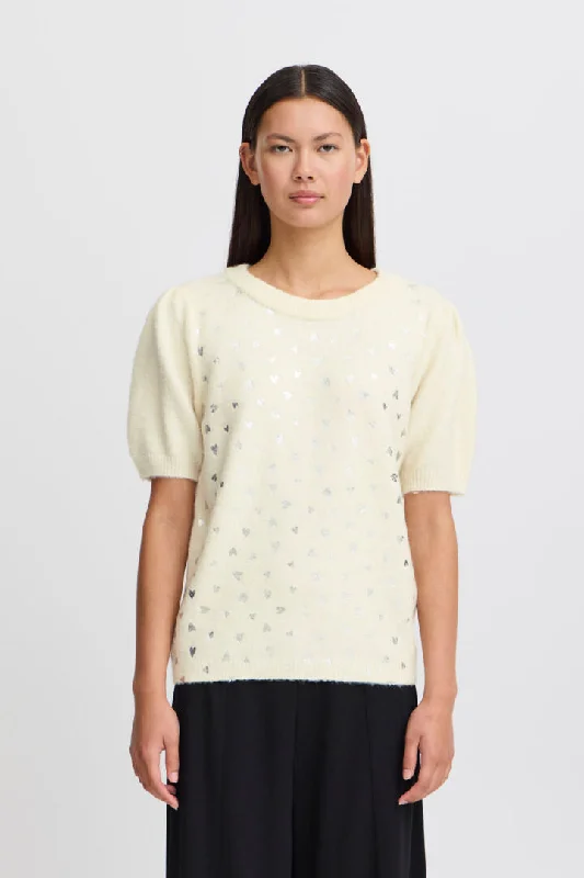 Ichi Corinne Jumper-Birch-20122178 Silk Blend Satin Velvet