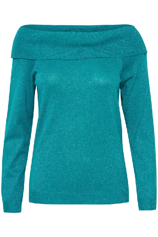 Ichi Mopaz Lurex Jumper-Harbour Blue-20122186 Sweater Knitwear Pullover