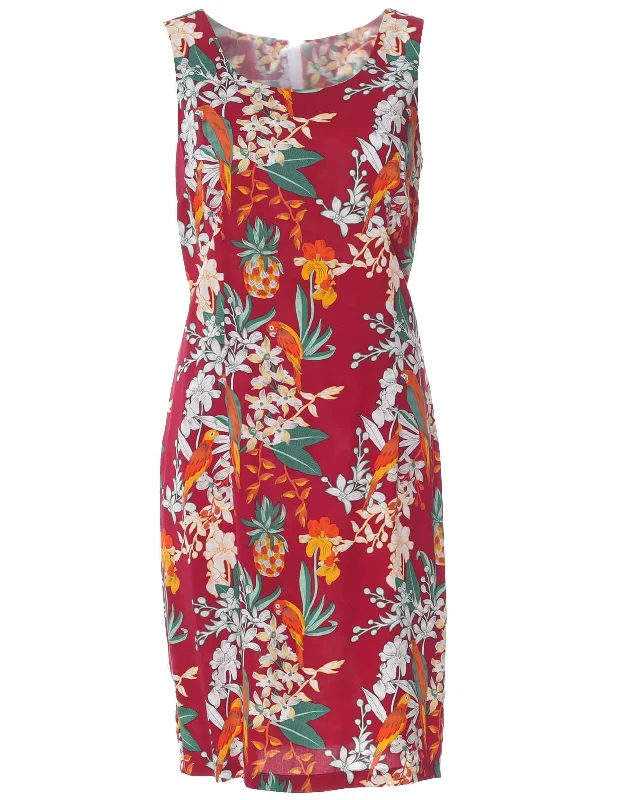 Kale Short Round Neckline Hawaiian Dress
