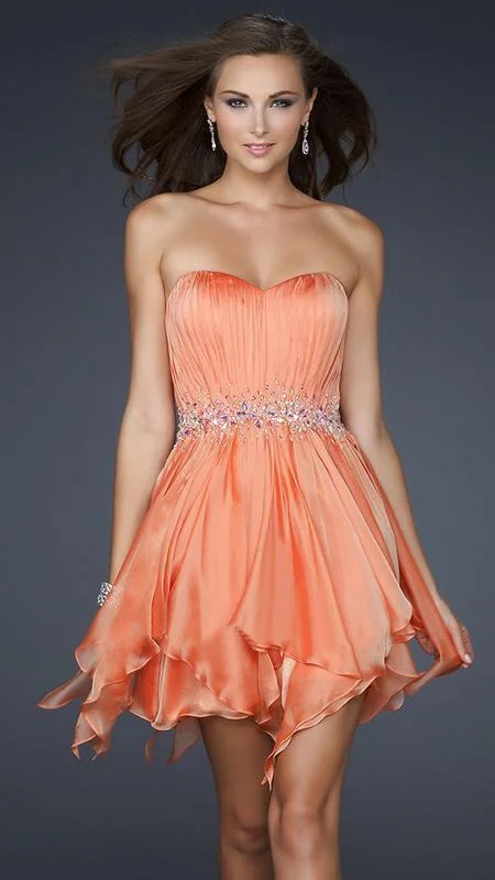 La Femme - Strapless Ruched A-Line Dress 17544