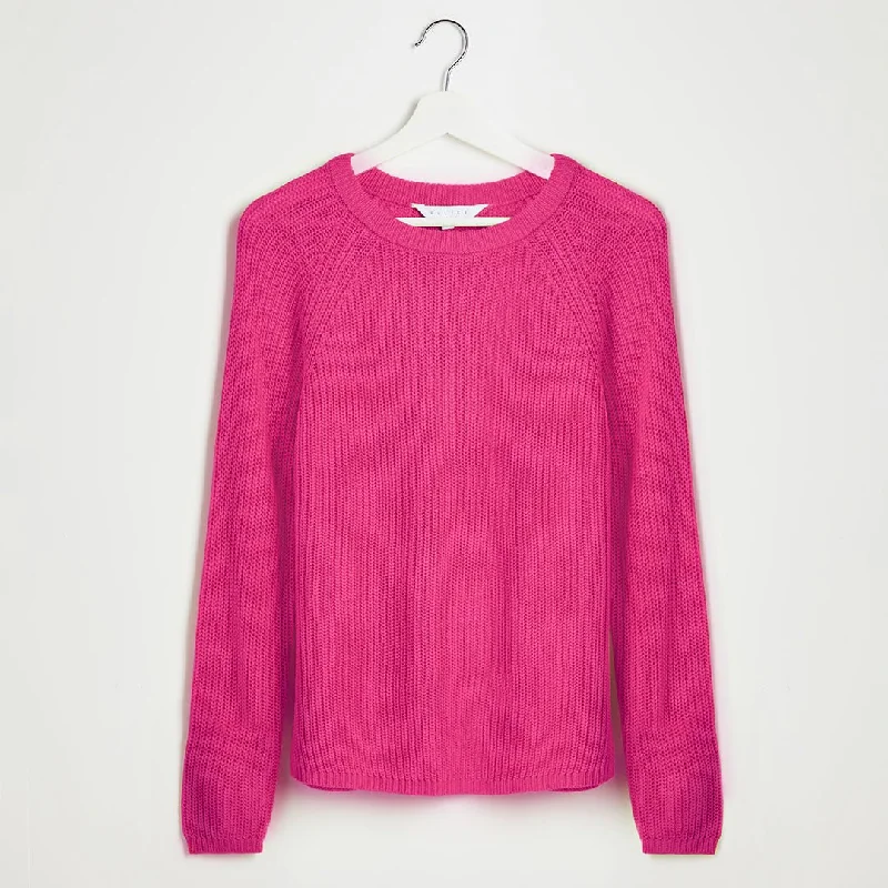 Ladies Pink Raglan Sleeve Jumper Anti-Pilling Anti-Shrink Durable
