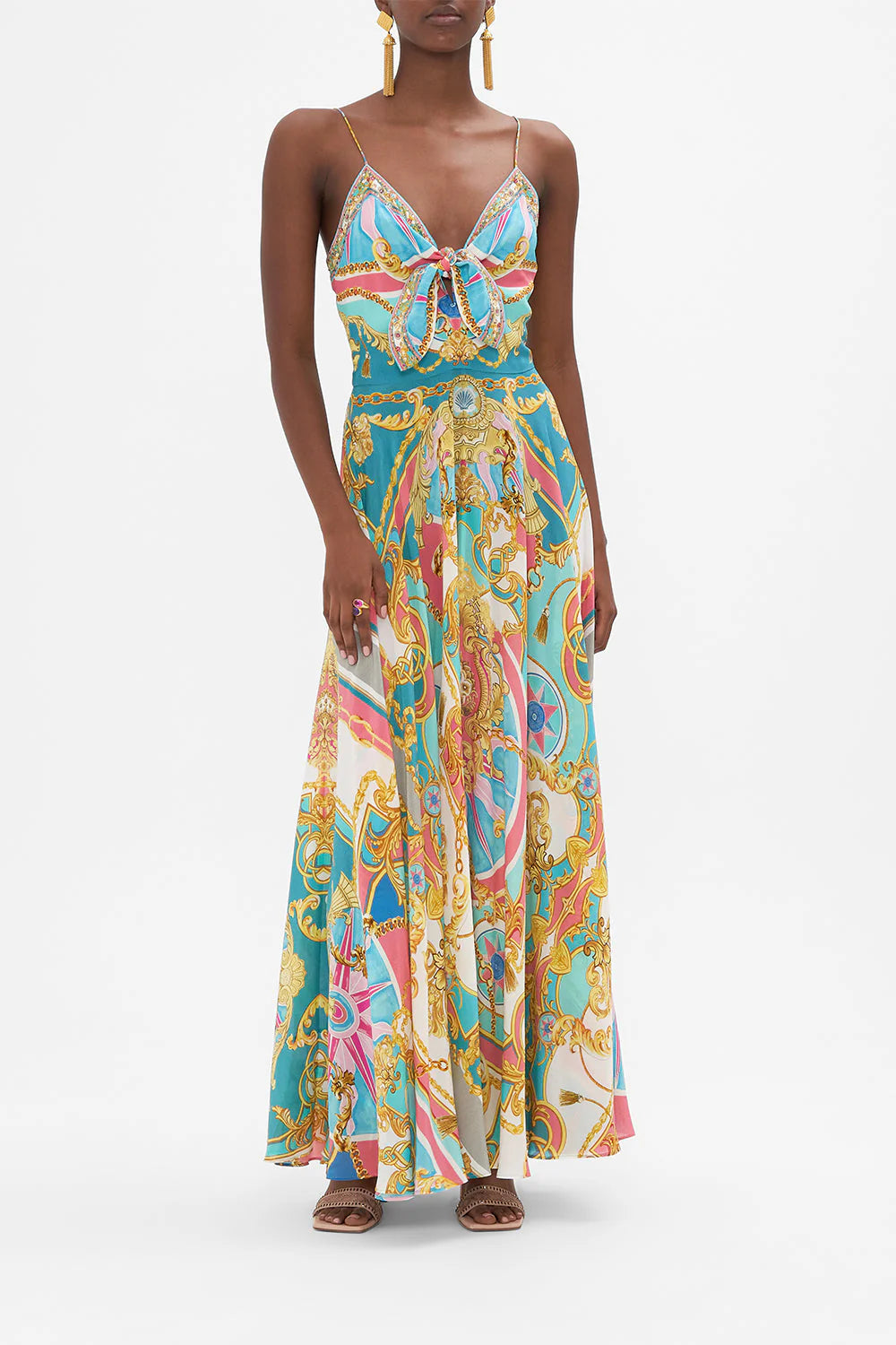 Long Dress With Tie Front in Sail Away With Me